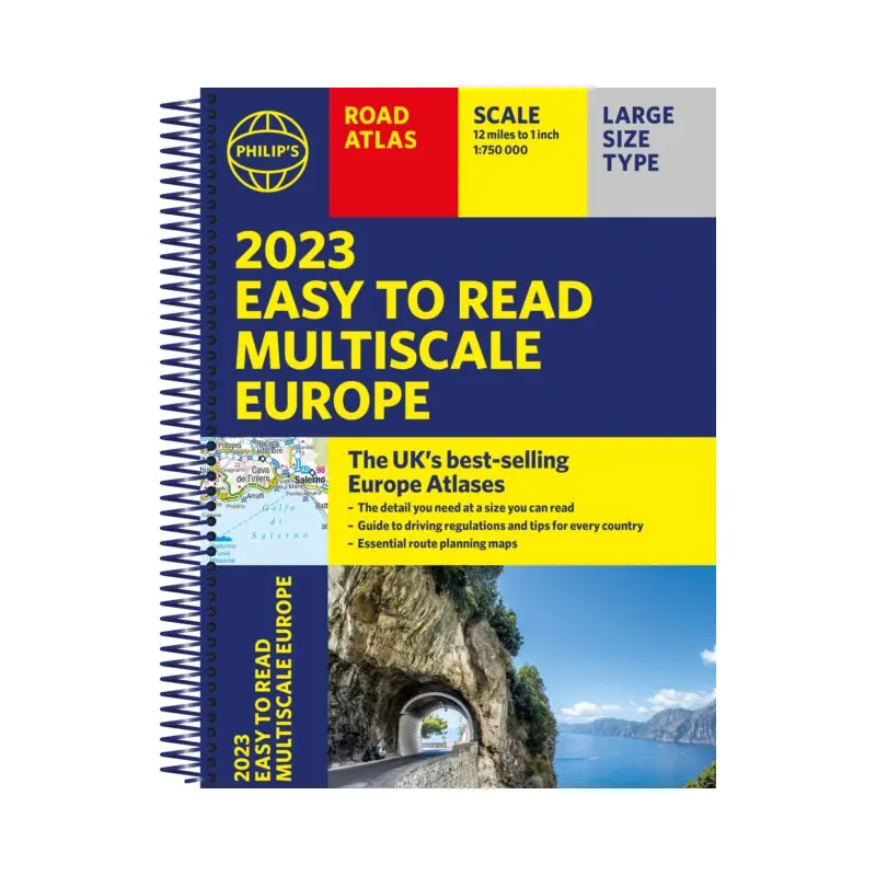 2023 Philip's Easy to Read Multiscale Road Atlas Europe : (A4 Spiral binding)