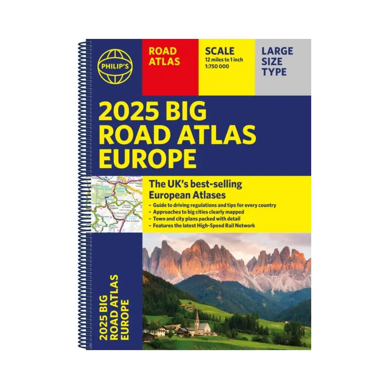2025 Philip's Big Road Atlas of Europe : (A3 Spiral Binding)